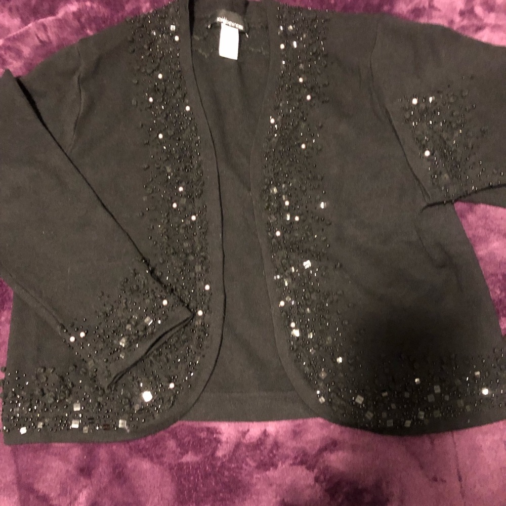 XL Jones New York Black embellished cardigan